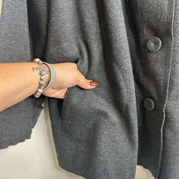 Eileen Fisher Jacket Chore Coat Womens XL Charcoal Boiled Wool Collarless Luxury - Picture 4 of 9